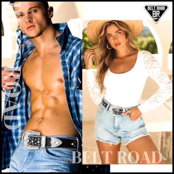 Rhinestone Western Belt Leather Cross Diamond Detachable Buckle Unisex Sizes main image 4